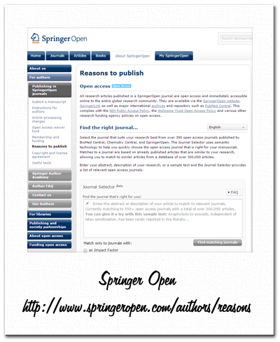 Springer Open - journal selector